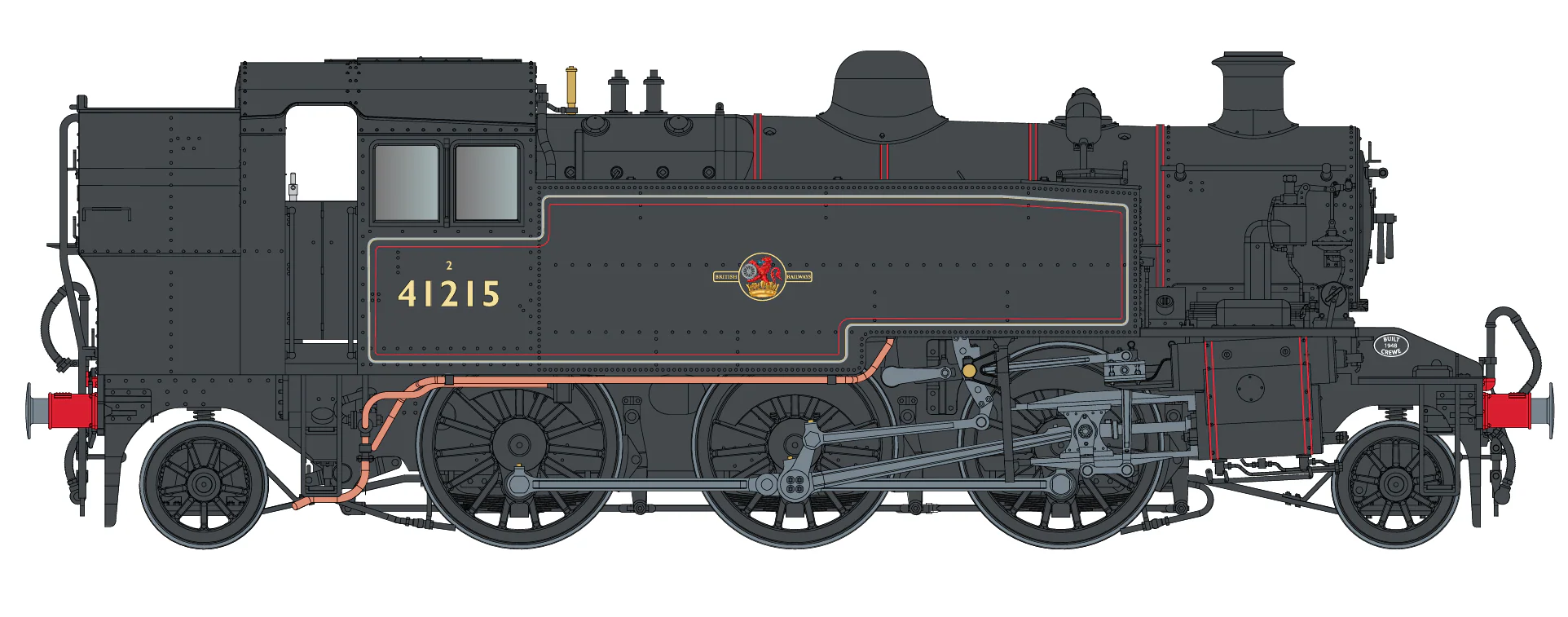 LHT-S-041-007D Ivatt Class 2 2-6-2T 41215 BR Lined Black Late Crest Push Pull Steam Locomotive - DCC Fitted - Image 2