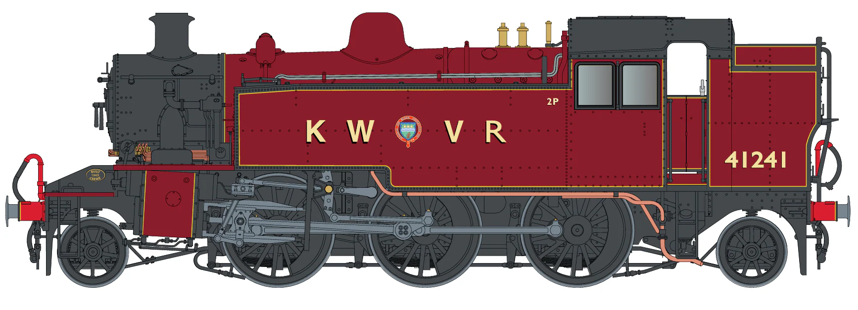LHT-S-041-008 Ivatt Class 2 2-6-2 2T 41241 KWVR Crimson (As Preserved) Steam Locomotive - Image 2