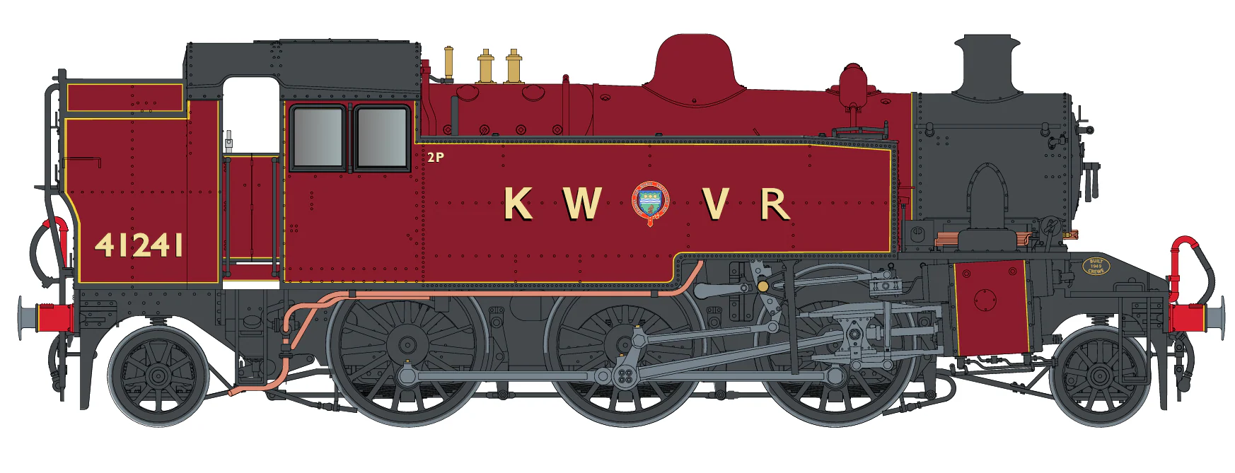 LHT-S-041-008 Ivatt Class 2 2-6-2 2T 41241 KWVR Crimson (As Preserved) Steam Locomotive - Image 3