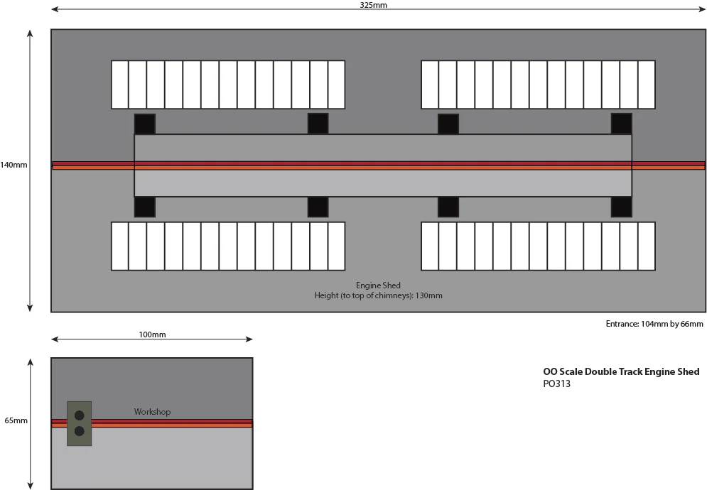 PO313 Double Track Engine Shed Kit - Image 3