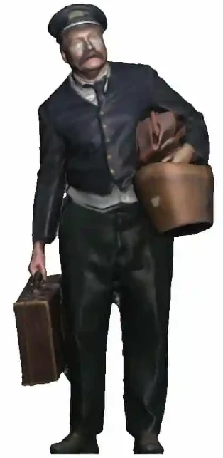 O Gauge - Railway & Lineside - 1870-1947 - Porter with luggage - Image 2