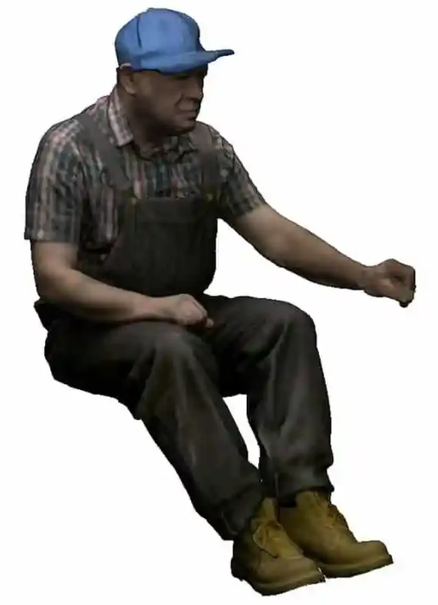 TT:120 Gauge - North American - Seated Engineer using Regulator - Right Hand Raised - Image 2