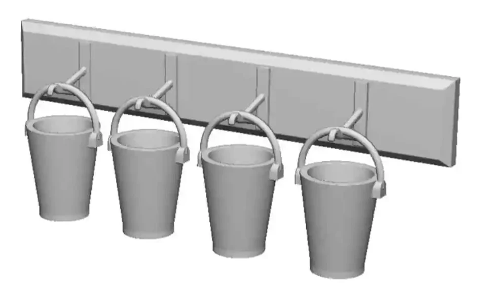 OO Gauge Railway & Lineside - 4x Fire Buckets and Stand (Pack of 2)