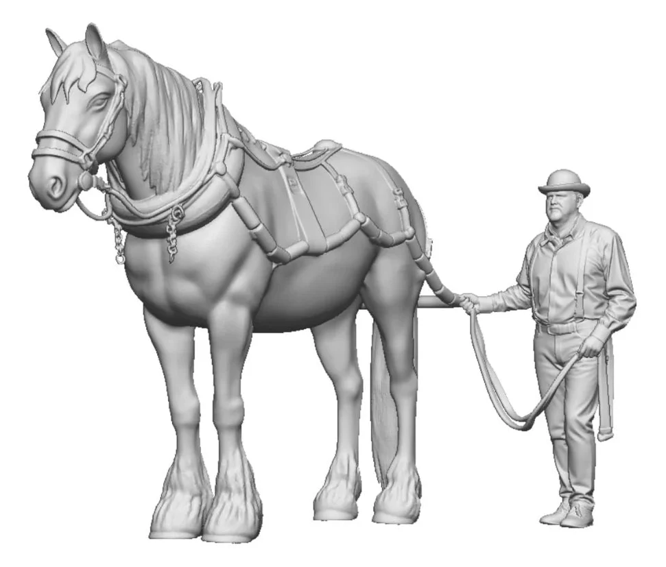 OO Gauge - Pets, Wildlife & Livestock - Barge Horse and Bargeman