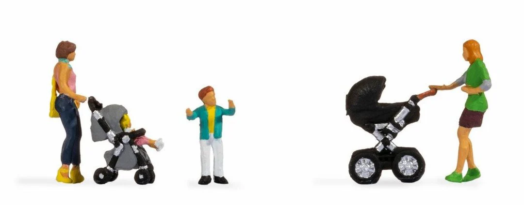 N15584 Mothers with Children & Modern Buggies Figure Set of 2
