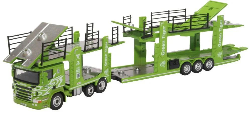 76SCT004 Scania P Car Transporter Green Tiger
