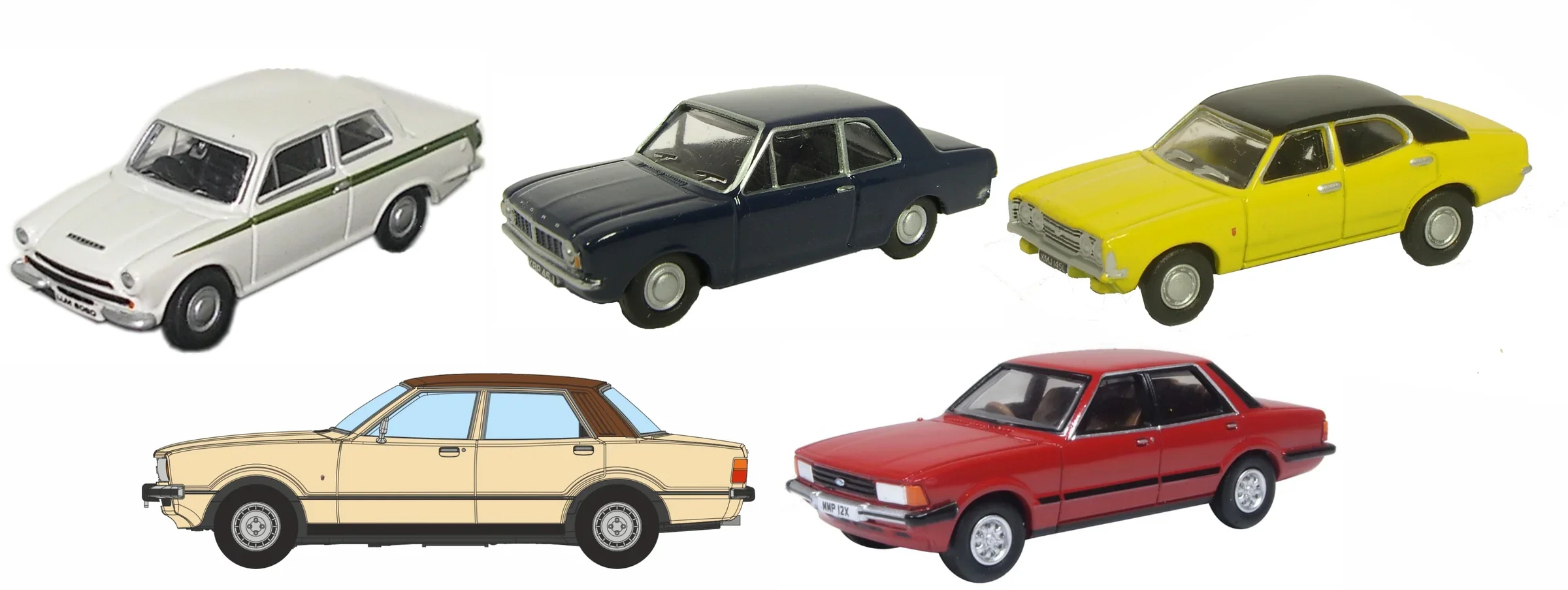 5 Piece Ford Cortina Set Mk1/2/3/4/5