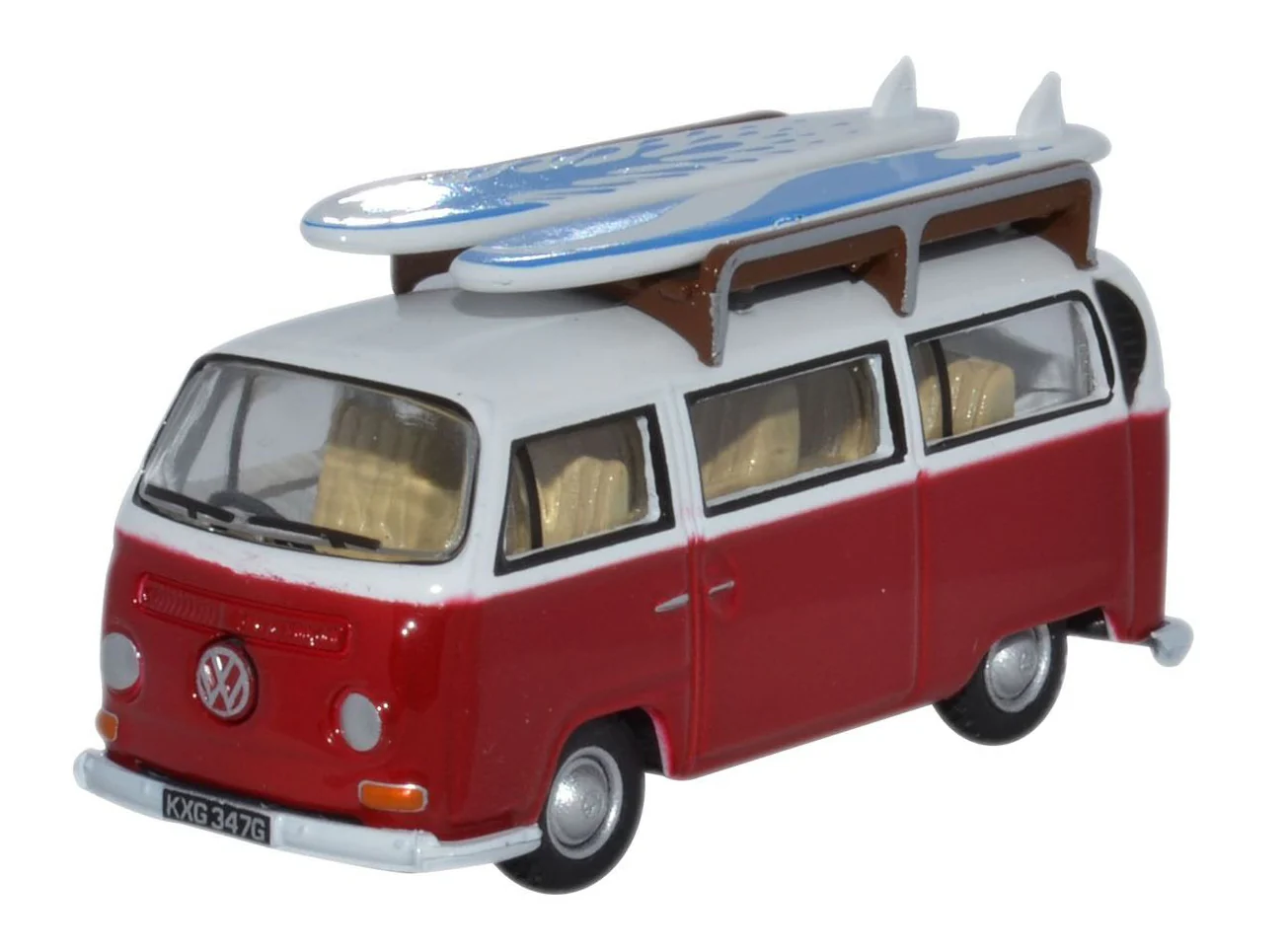 VW Bay Window Bus/Surfboards Montana Red/White
