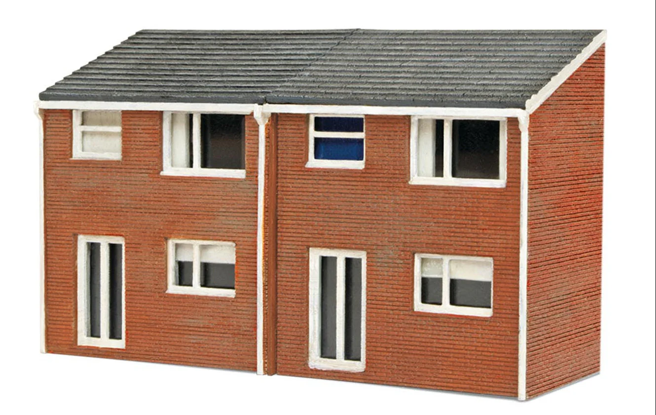 1960s House Semi-Detatched House Back Laser Cut Wooden Kit