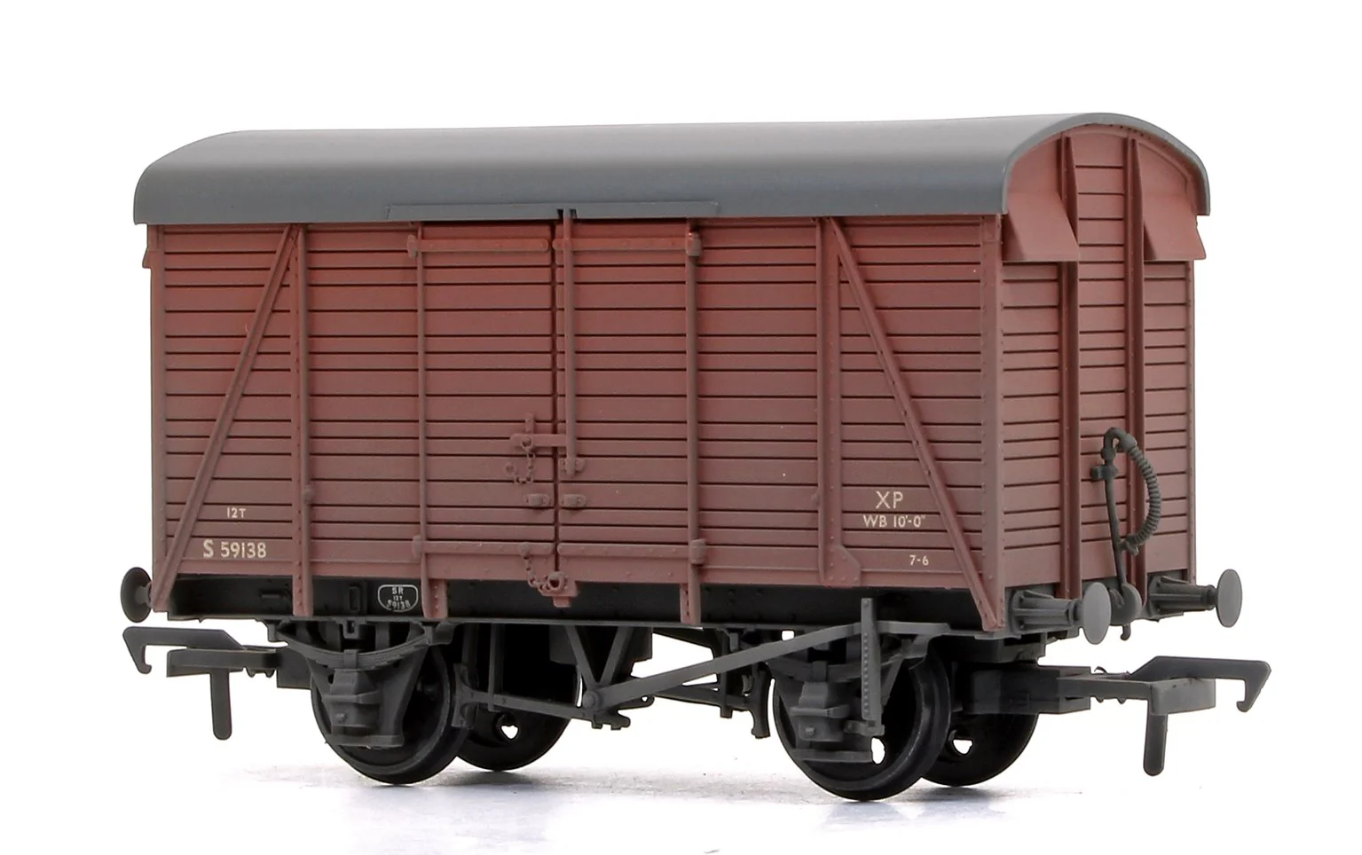 Pre-Owned SR 12T 2+2 Planked Ventilated Van BR Bauxite (Early) 59138 - Weathered - Image 2
