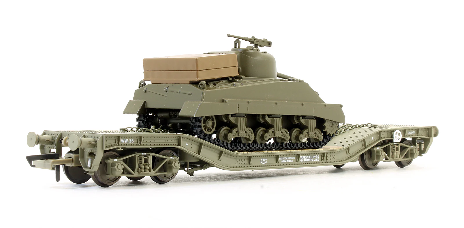 Pre-Owned OR76WW006 Warwell A Flat Wagon No.36 With Sherman Tank - Image 2