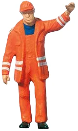 Railway Shunter in Safety Jacket/Hard Hat Figure