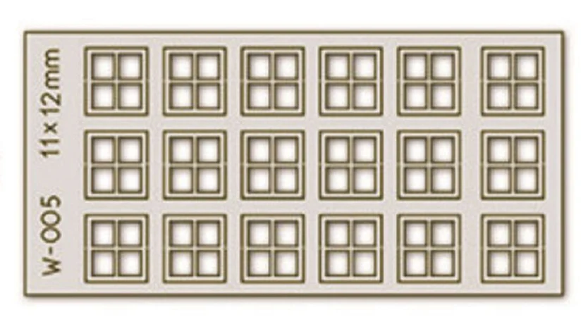 18 pcs 11X12mm 4 Pane Laser-Cut Windows H0/00