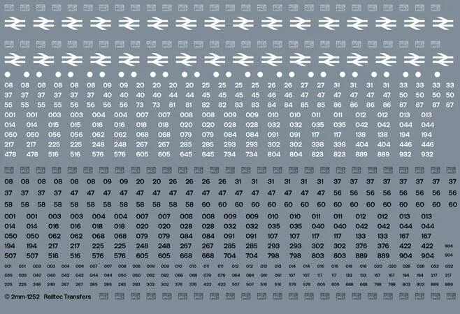 BR white/black loco numbers: multi-sheet Transfer