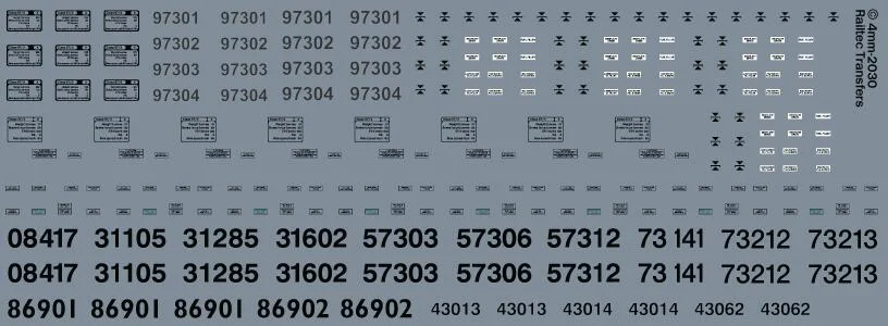 RT-4-2030 Network Rail Loco Set Waterslide Decals Transfer