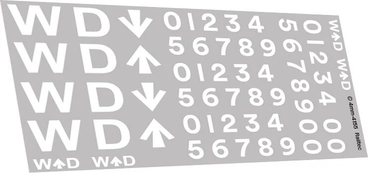 War Department WD logos (white): steam locos (suit 8F) OO Gauge Waterslide Decals Transfer