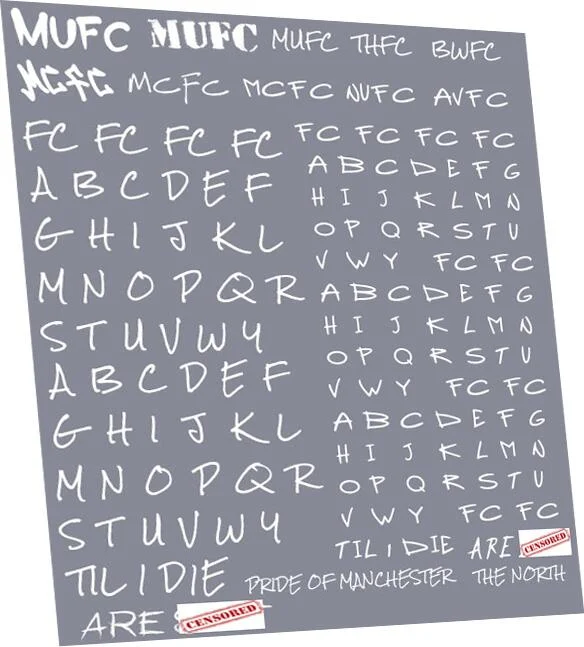 Football Graffiti Pack A OO Gauge Waterslide Decals Transfer