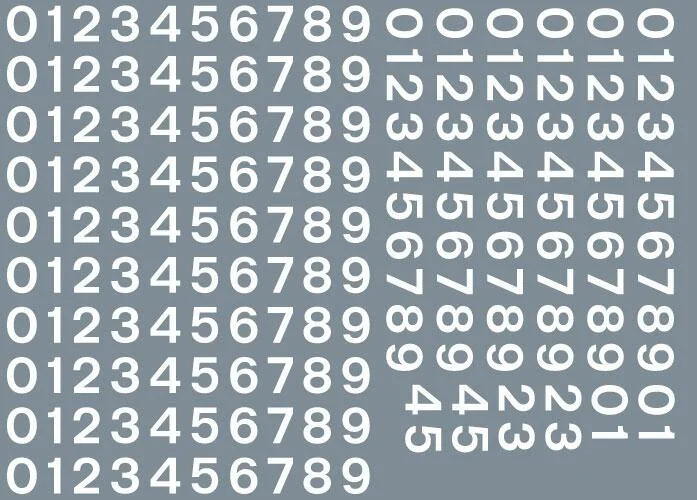 Numeric/alphabet sheet: white BR numbering (5mm high) Waterslide Decals Transfer