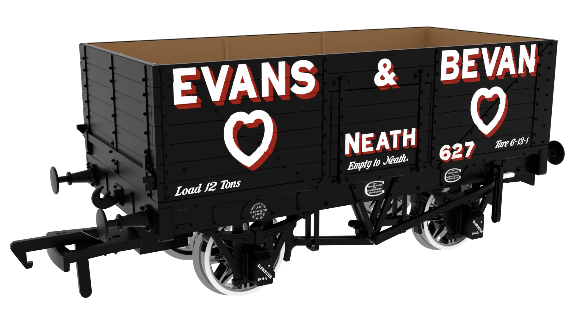 7 Plank 1907 Railway Clearing House Private Owner Open Wagon Evans & Bevan No.627