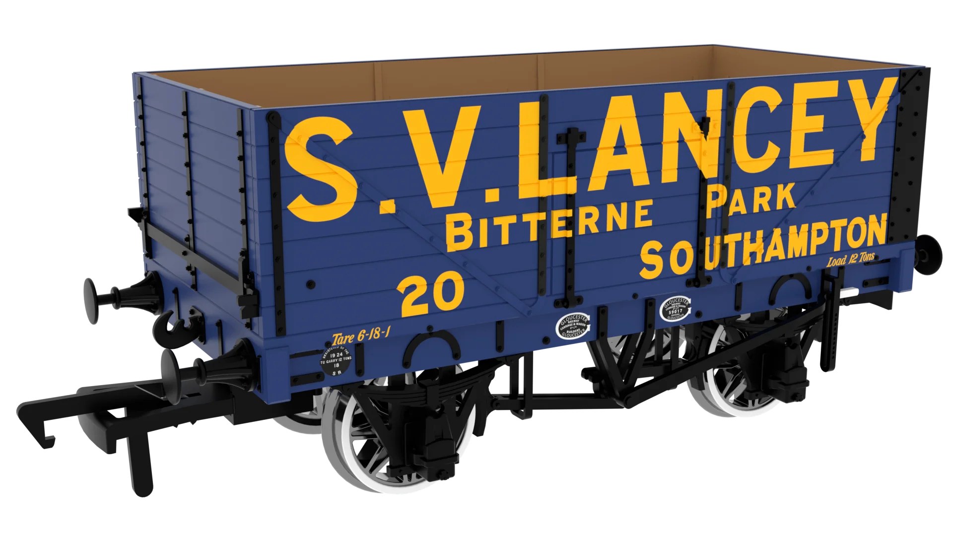 7 Plank 1907 Railway Clearing House Private Owner Open Wagon S.V. Lancey No.20