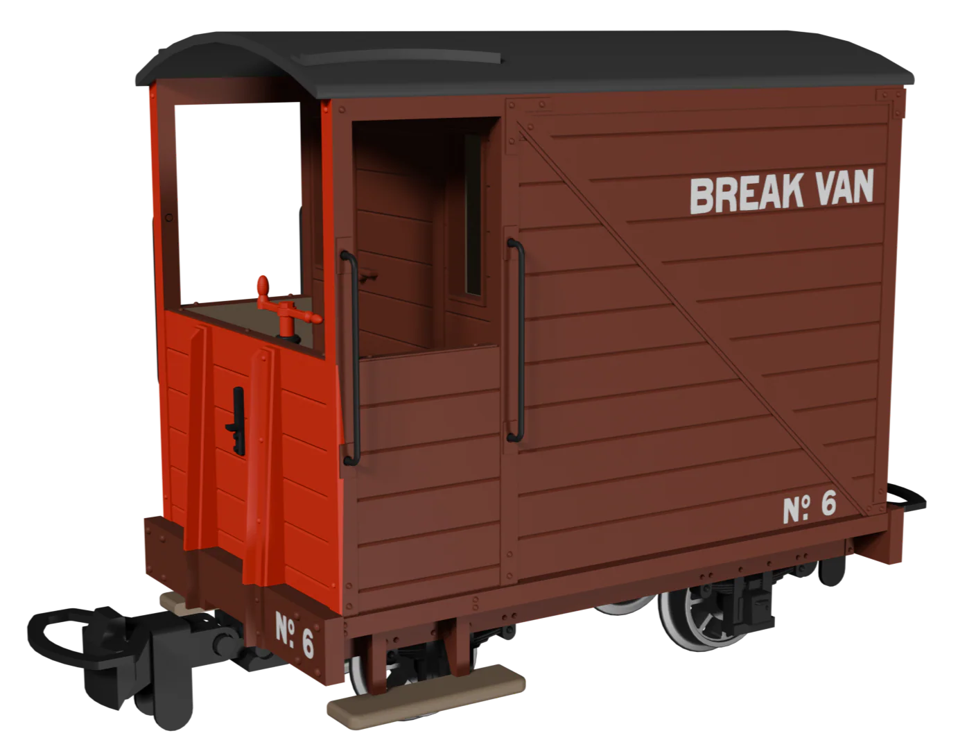 Single Veranda Brake Van - Brown with Red Ends No.6 - Image 2