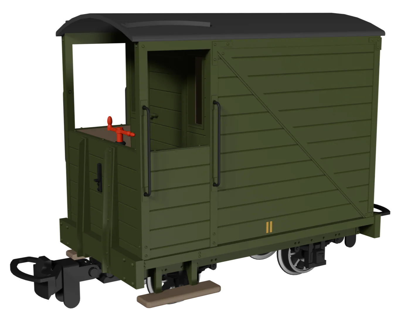 Single Veranda Brake Van - Plain Green No.11 - Image 2