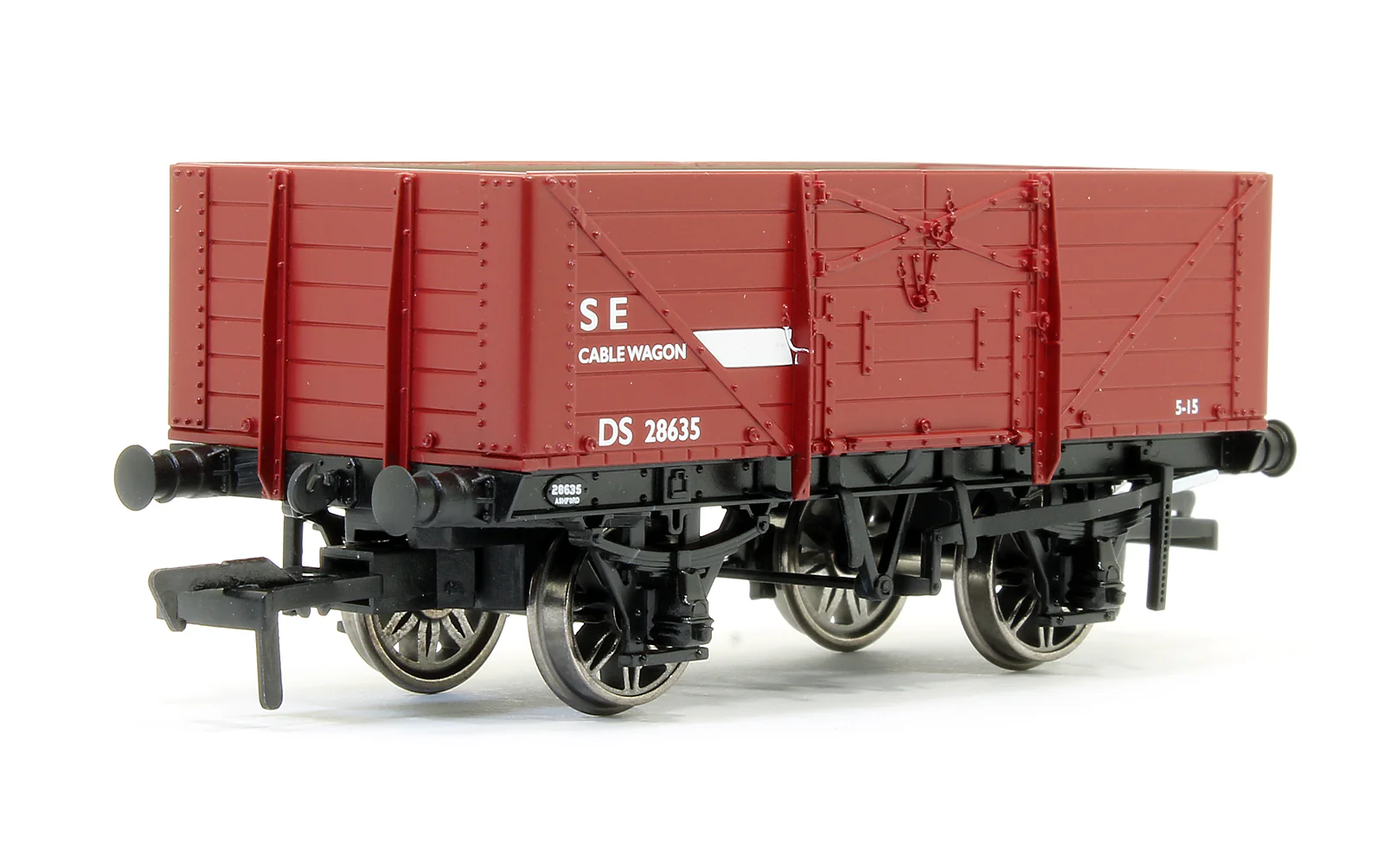 907011 SECR 1355 7 plank Open Wagon - BR S&T Dept red #DS28635