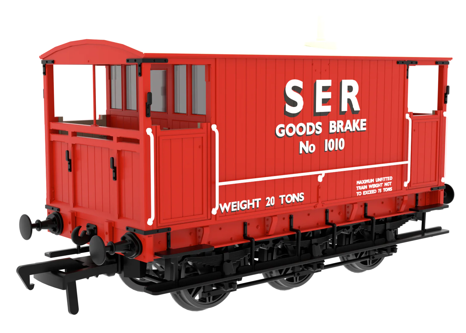 931025 SECR 6 Wheel Brake Van - No. 1010 - SER Red (as-preserved on the K&ESR)