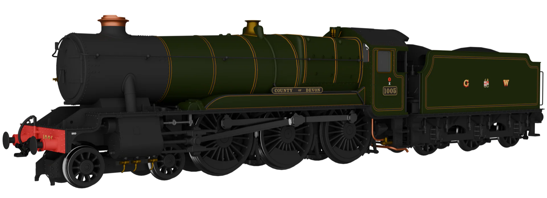 954002 GWR County No.1005 'County of Devon' G W Lined Green Steam Locomotive