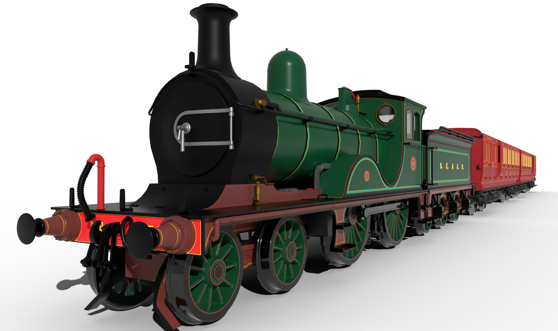 SECR G Class 4-4-0 No.676 - SECR Wainwright Green Steam Locomotive - Image 2