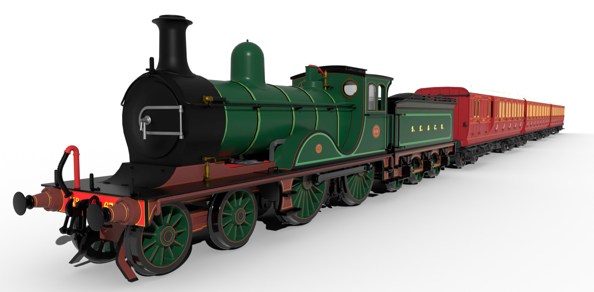 SECR G Class 4-4-0 No.676 - SECR Wainwright Green Steam Locomotive - Image 3