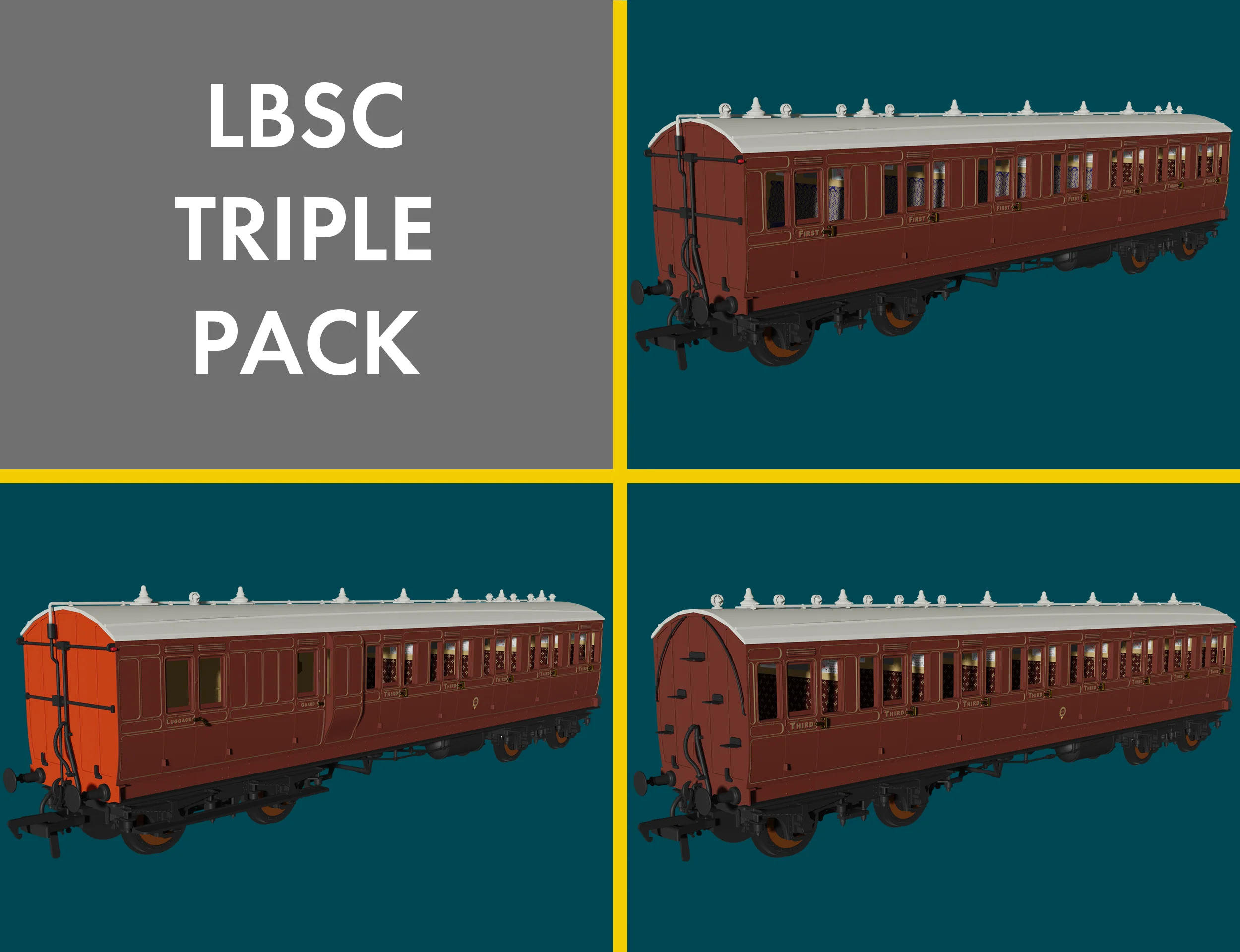 'Evolution' 48' LBSC Mahogany Non-Corridor Carriage No.1236, 535 & 297 Triple Pack - Image 6