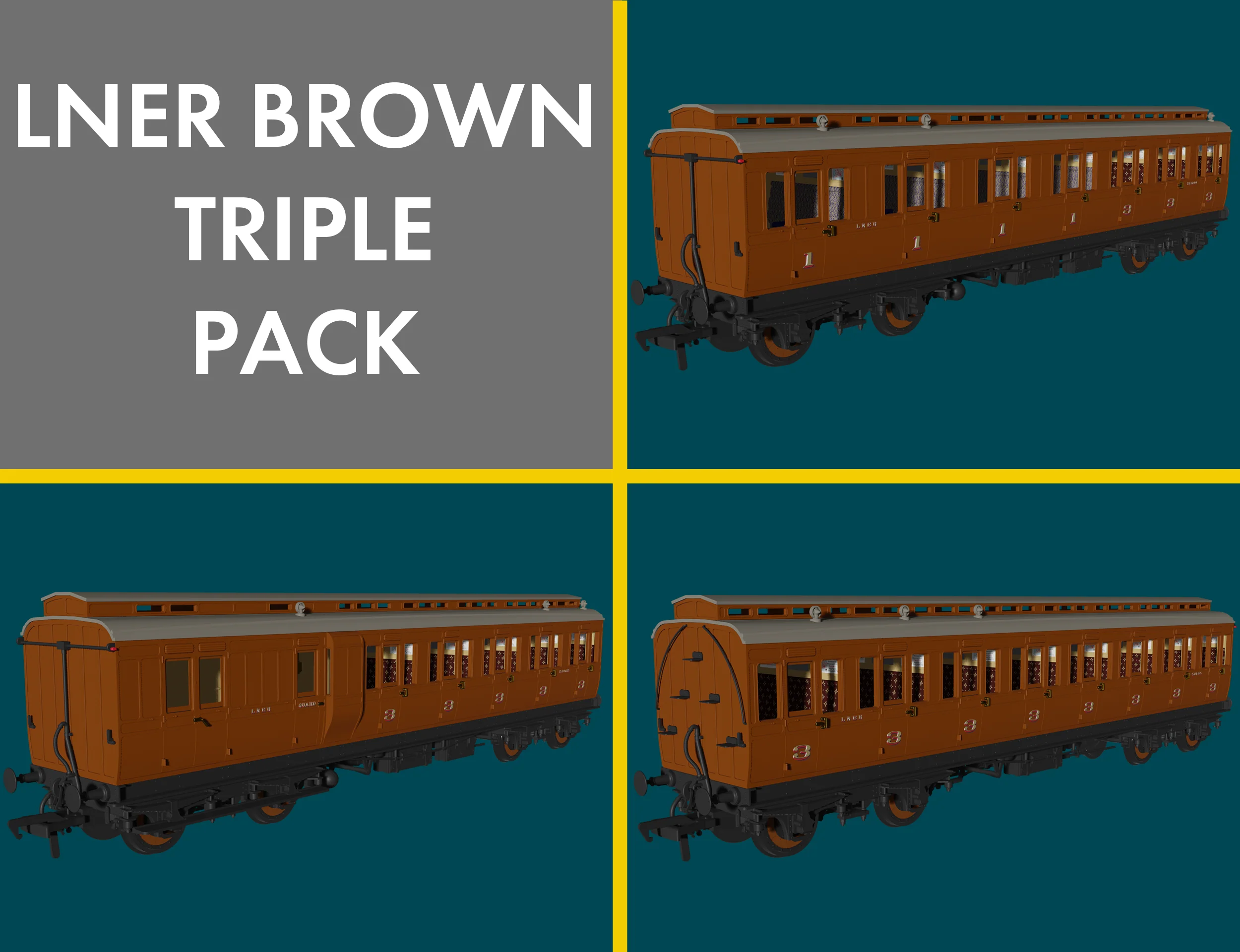 'Evolution' 48' LNER Non-Corridor Carriage No.51865, 52105 & 51400 Triple Pack - Image 6