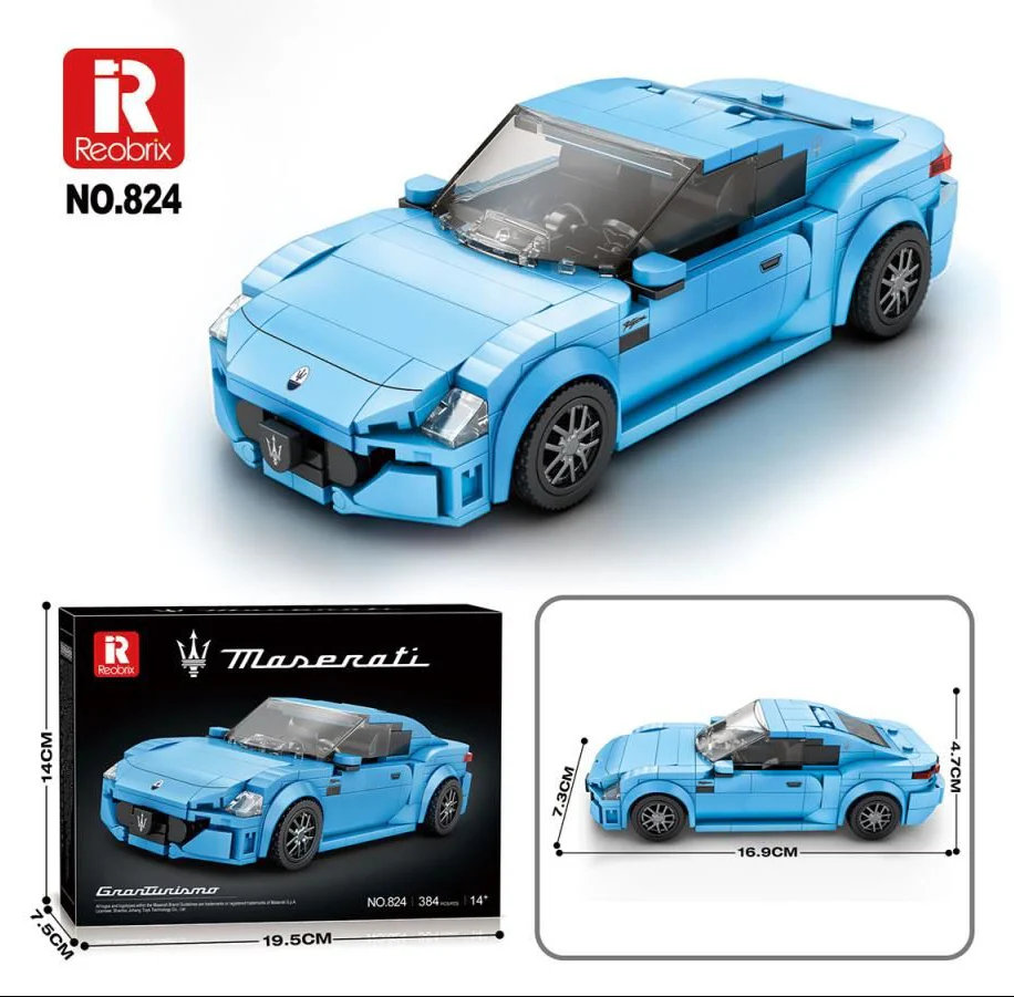 Maserati Sky Blue Sports Car 384pc Construction Set - Image 6