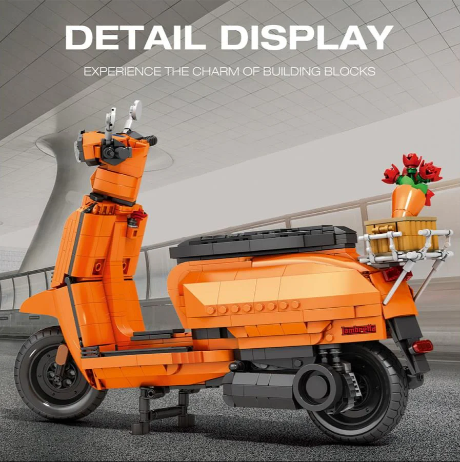 Lambretta Scooter Orange 1169pc Construction Set - Image 3