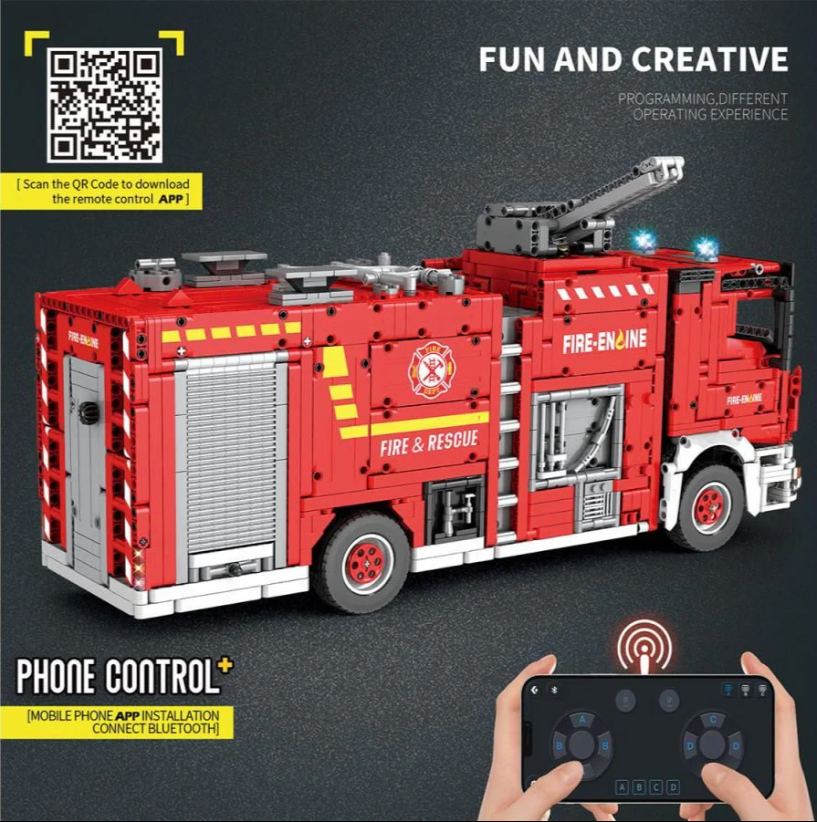RC Fire Truck 2888pc Construction Set - Image 3