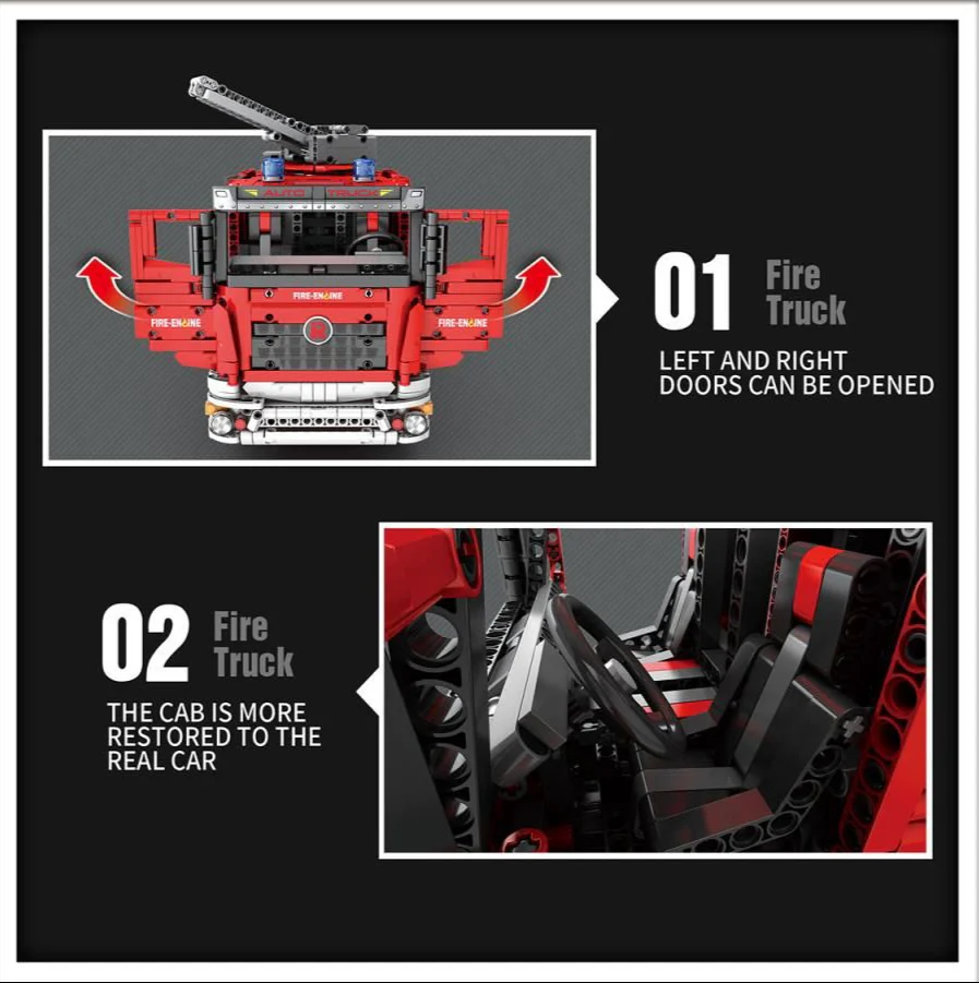 RC Fire Truck 2888pc Construction Set - Image 4