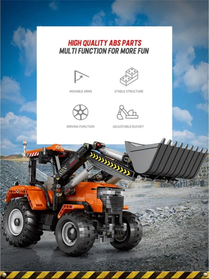 RC Front Loader Tractor 1496pc Construction Set - Image 3