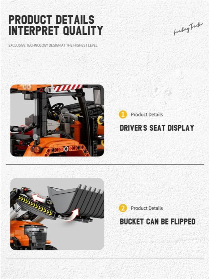 RC Front Loader Tractor 1496pc Construction Set - Image 5