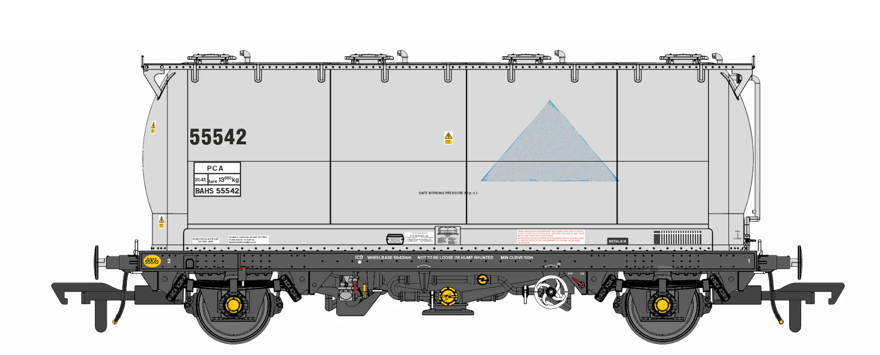 Pack of 4 Debranded Alcan liveried PCA tanks (with ladders). Numbers: 55532, 55533, 55539, 55542 - Image 3