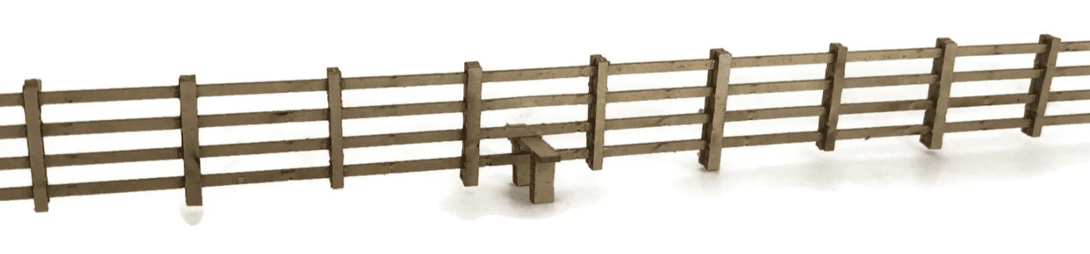 OO/HO 4ft Post & Rail Fencing (Natural Wood) Model Kit - Image 2