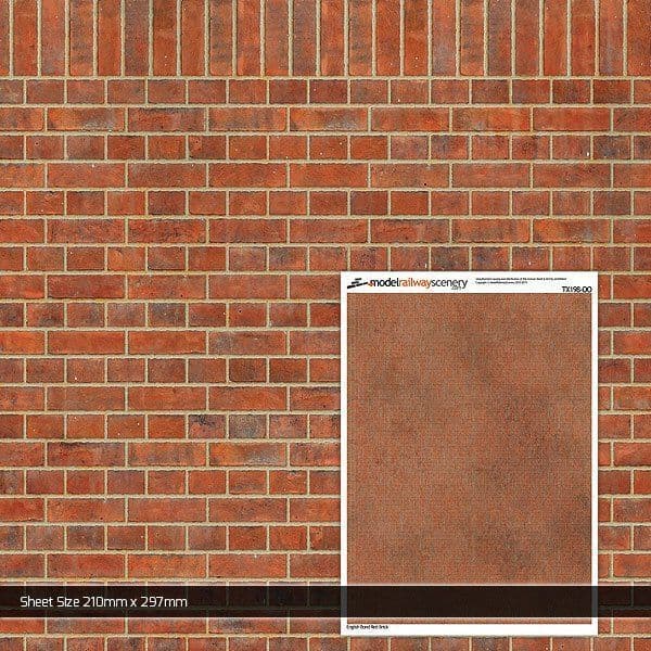 OO/HO English Bond Red Brick Texture Paper (x5)