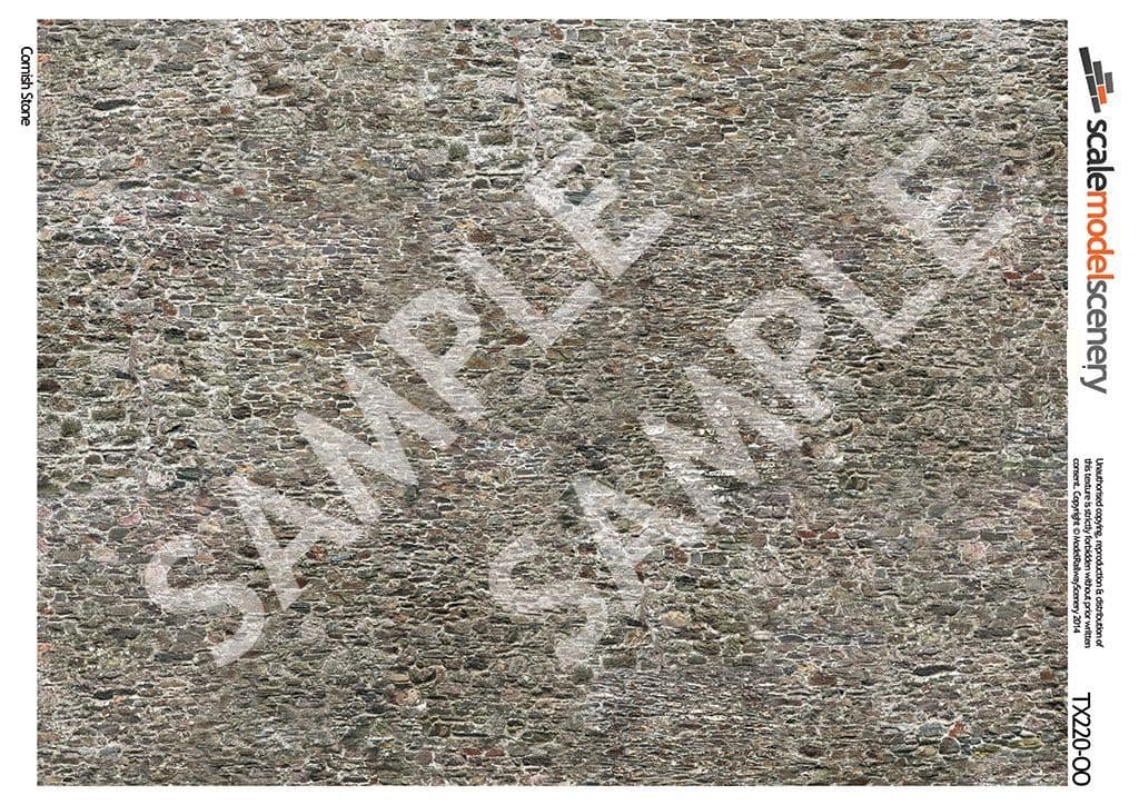OO/HO Old Stone Wall Texture Paper (x5) - Image 2