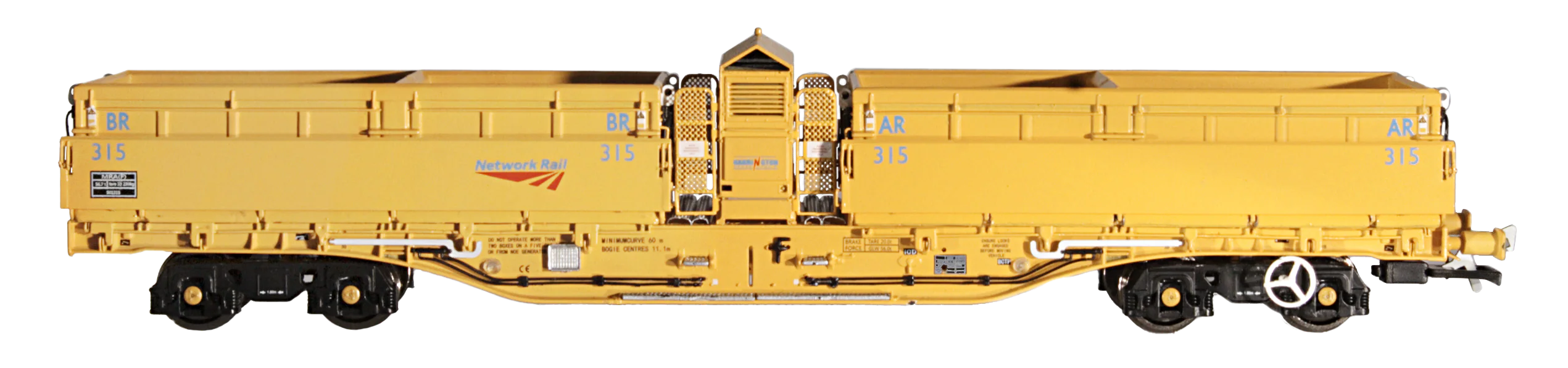 4F-075-001 Set of 5 MRA Side Tipping Ballast Wagon Railtrack Blue/Grey - Image 2