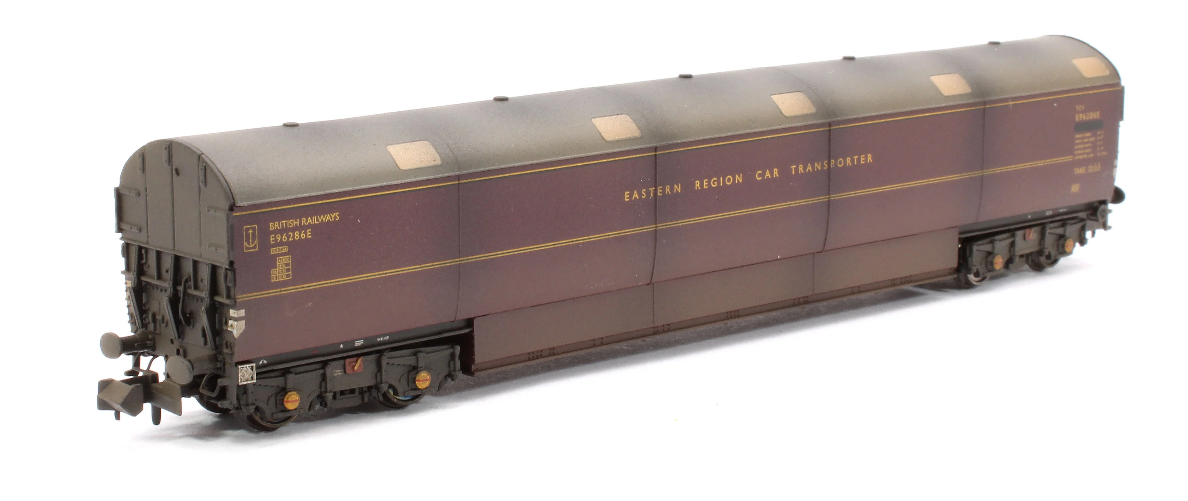 Custom Weathered Newton Chambers Car Transporter Eastern Region BR Lined Maroon E96286/293/297E - Pack 2 - Image 6