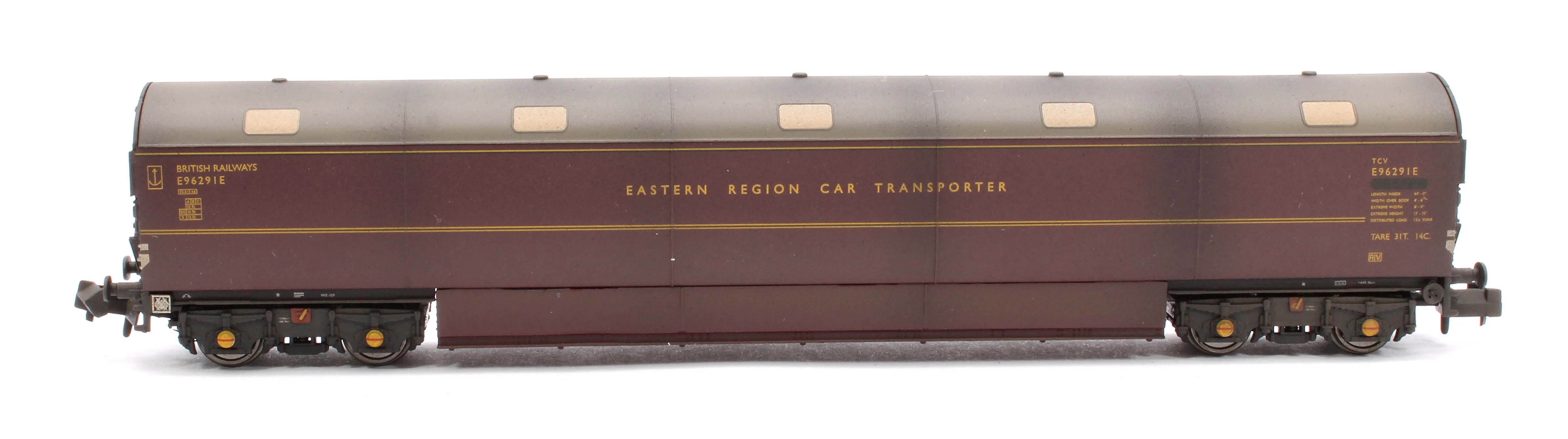 Custom Weathered Newton Chambers Car Transporter Eastern Region BR Lined Maroon E96287/291/294E - Pack 3 - Image 5