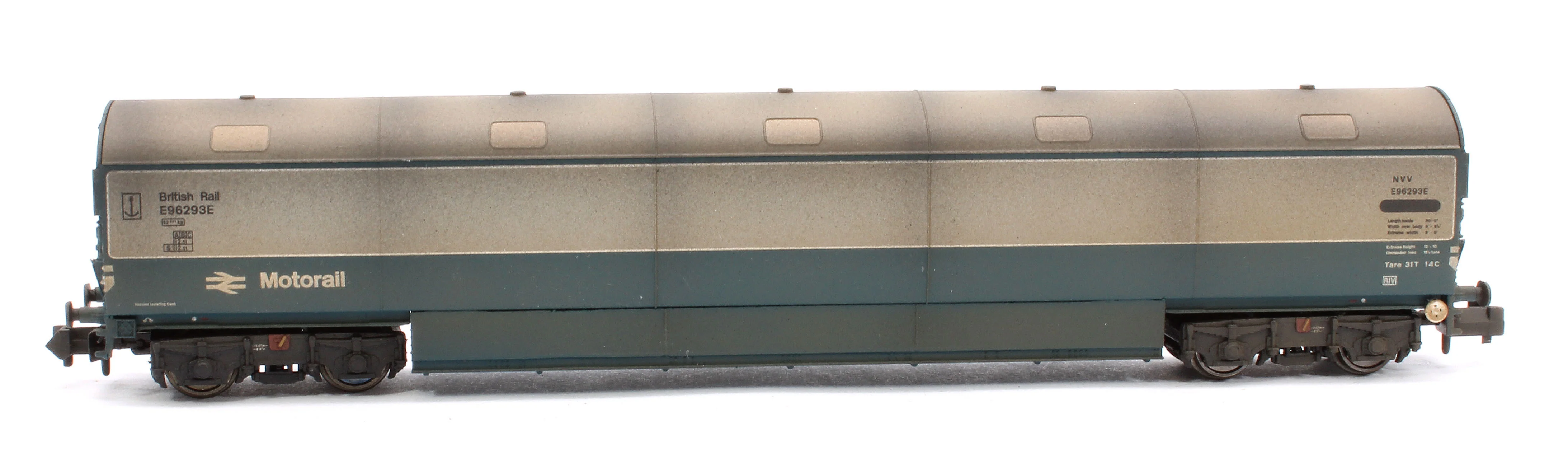 Custom Weathered Newton Chambers Car Transporter BR Motorail BR Blue/Grey NVV E96288/289/293E - Pack 3 - Image 3
