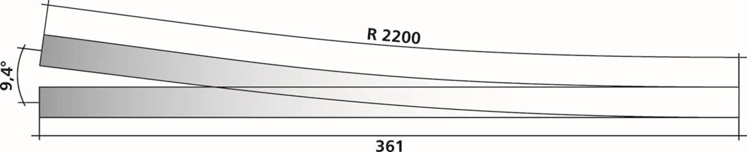 Tillig elite track :  Right  Wide Point HO 9.4° - Image 3
