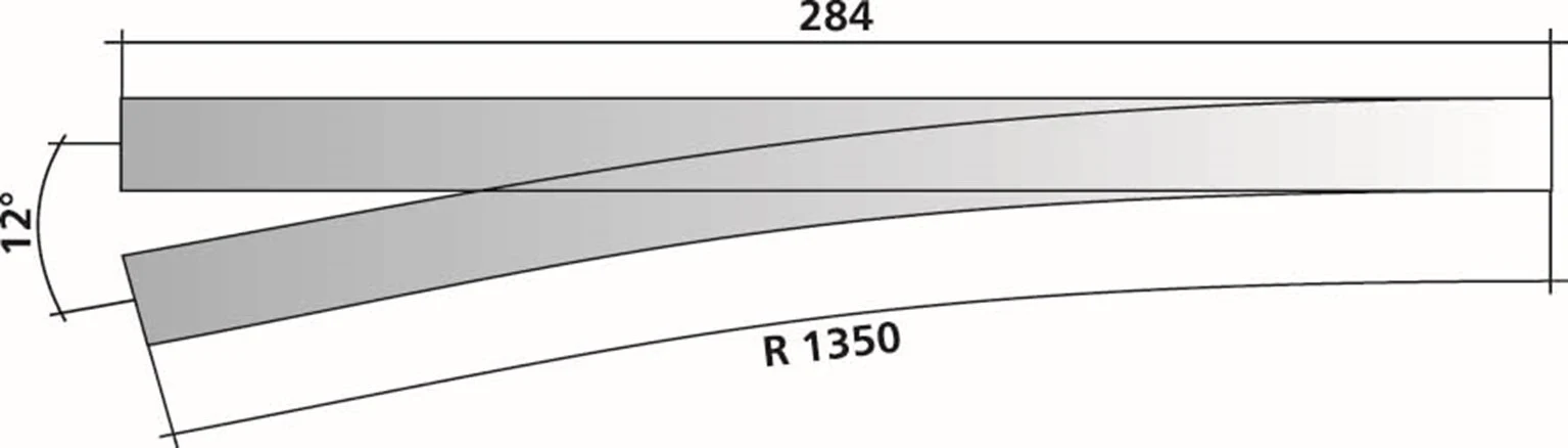 Tillig elite track : Left Medium radius HO 6° - 9° - Image 3