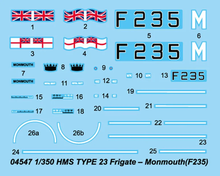 PKTM04547 HMS Monmouth F235 Type 23 Frigate Model Kit - Image 3